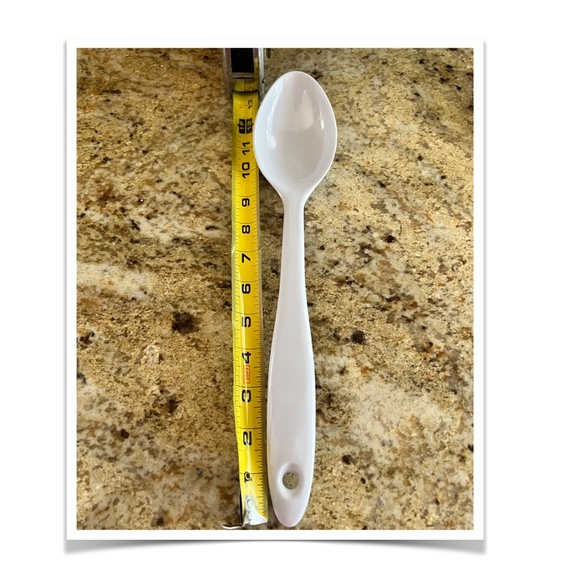 4 MELAMINE NEW SERVING SPOONS WHITE extra large PERFECT UTENSILS! - Picture 2 of 5